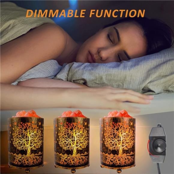 Salt Lamps Night Light, Himalayan Salt Rock Lamp with Dimmer Switch,Tree of Life - Picture 5 of 6